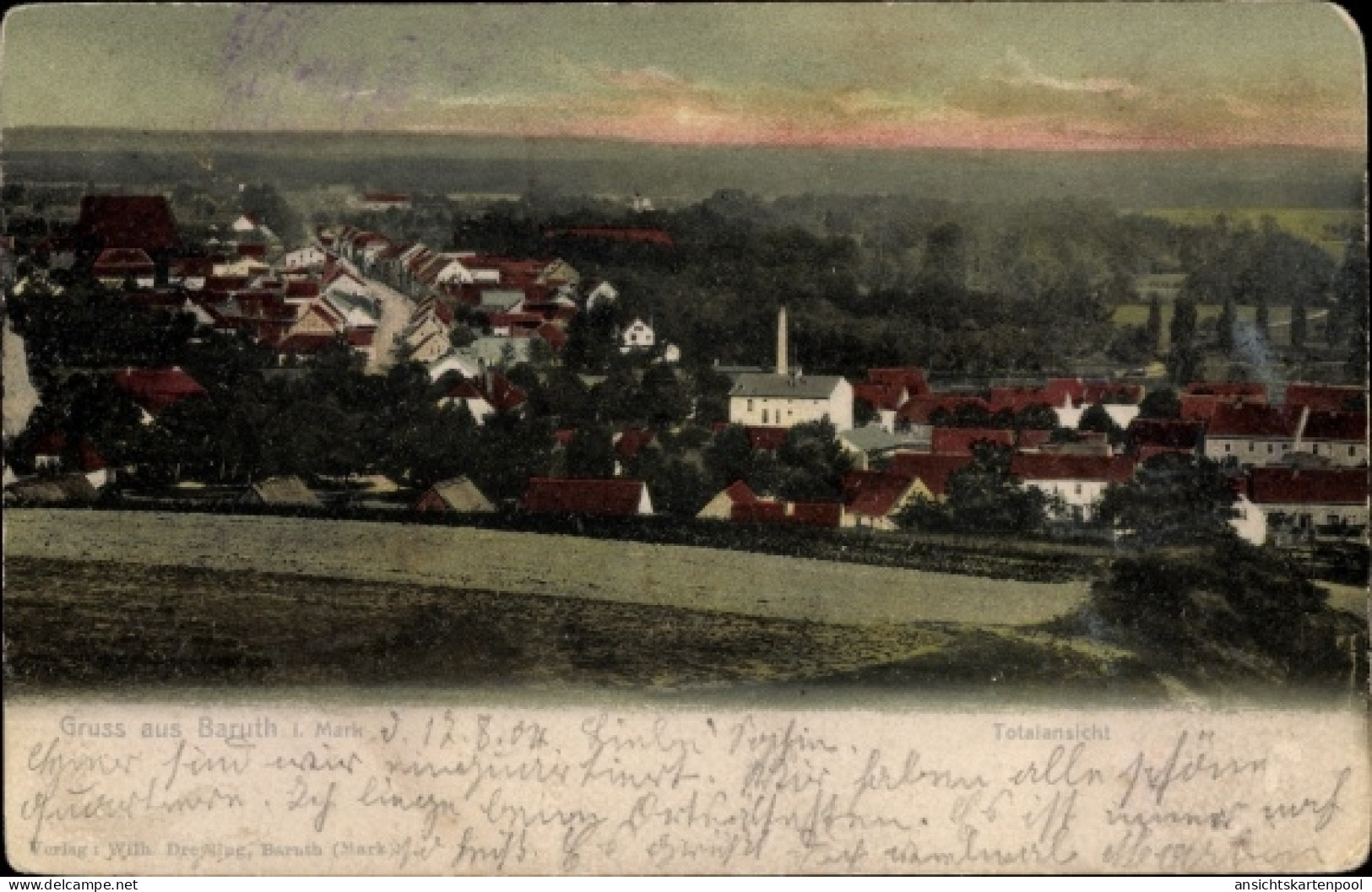 CPA Baruth in der Mark, Panoramaansicht von Ortschaft und Umgebung