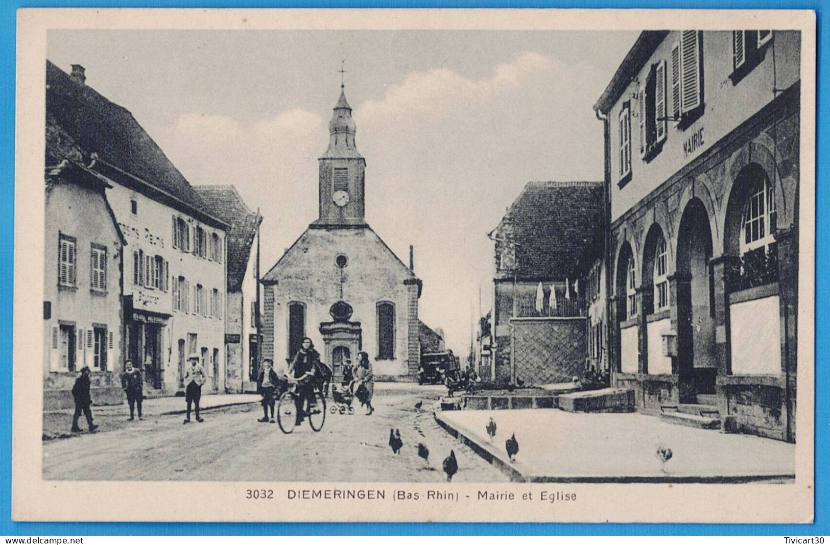 CPA BAS-RHIN (67) - DIEMERINGEN - MAIRIE ET EGLISE