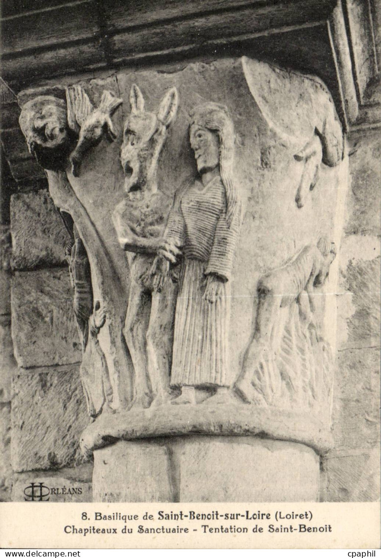 CPA Basilique de Saint Benoit sur loire Chapiteaux du sanctuaire Tentation de Saint Benoit