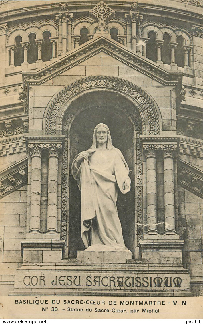 CPA Basilique du Sacre Coeur de Montmartre Statue du Sacre Coeur par Michael