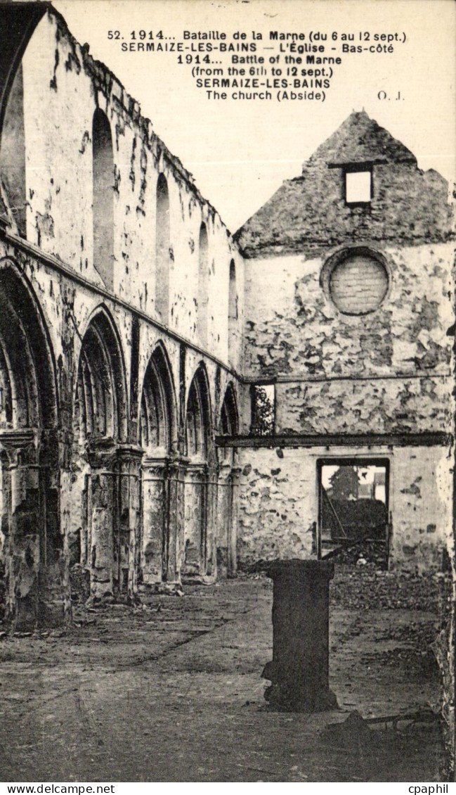 CPA Bataille De La Marne Sermaize Les Bains L'Eglise Bas Cote Militaria