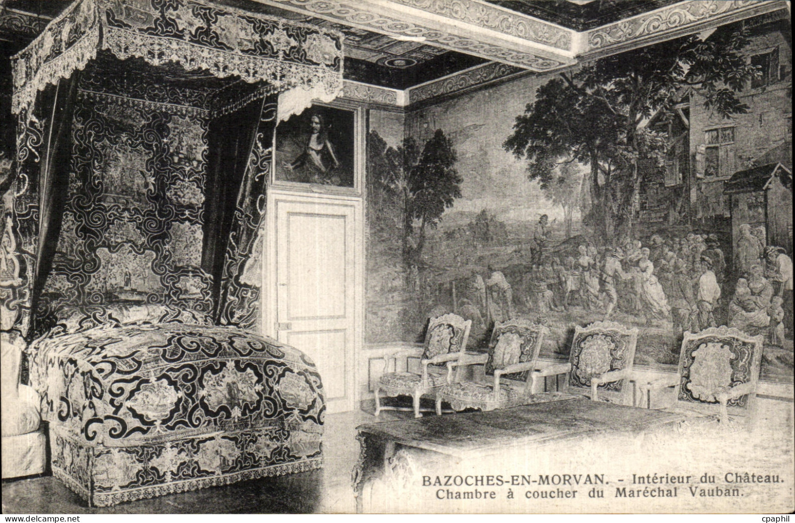 CPA Bazoches En Morvan Interieur du Chateau chambre a coucher du marechal Vauban