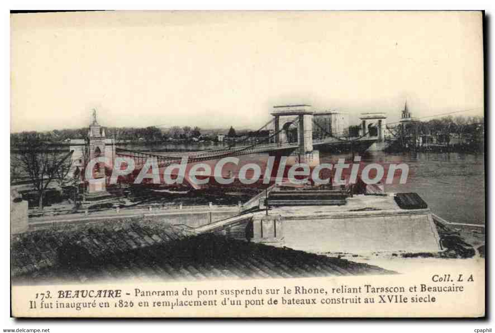 CPA Beaucaire Panorama Du Pont Suspendu Sur Le Rhone