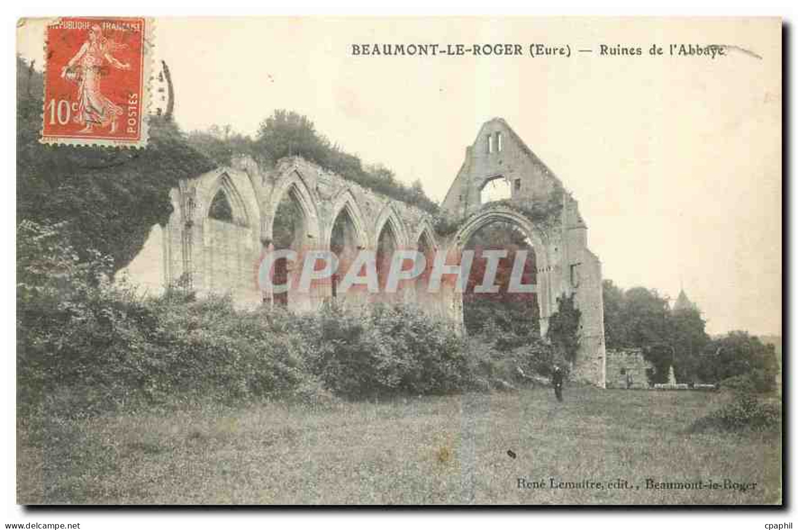 CPA Beaumont le Roger Eure Ruines de l'Abbaye