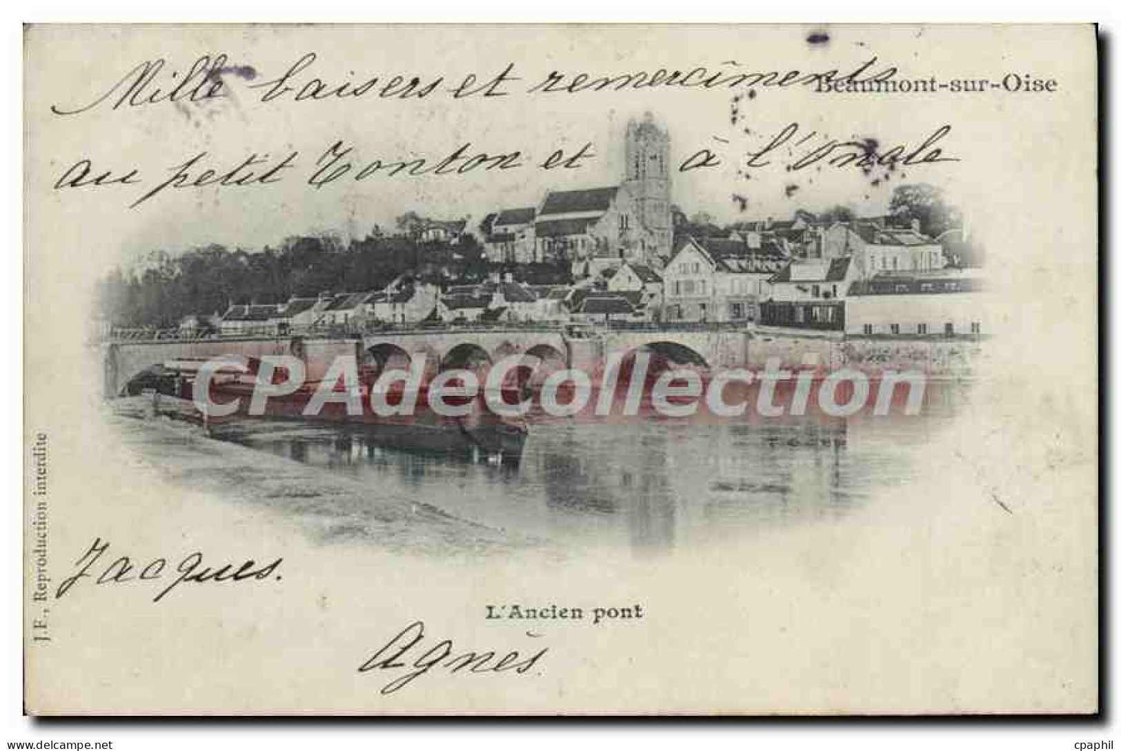 CPA Beaumont Sur Oise ancien pont