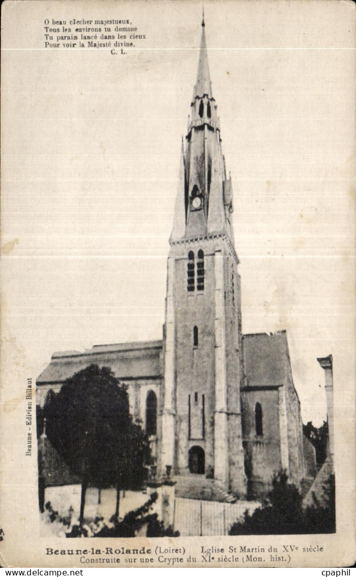CPA Beaune la Rolande (Loiret) Eglise St Martin du XV e siecle Construite sur une Crypte du XI e siecle