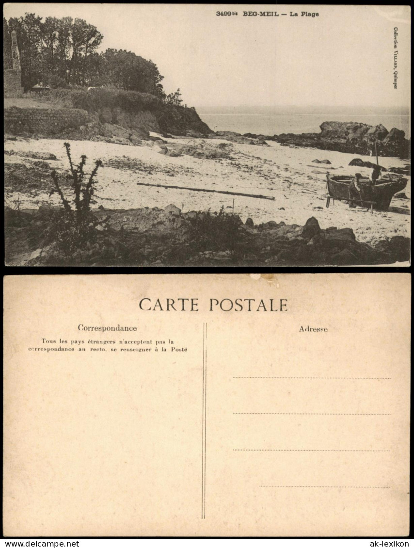 CPA Beg-Meil Strandansicht mit Boot, Beg-Meil 1910