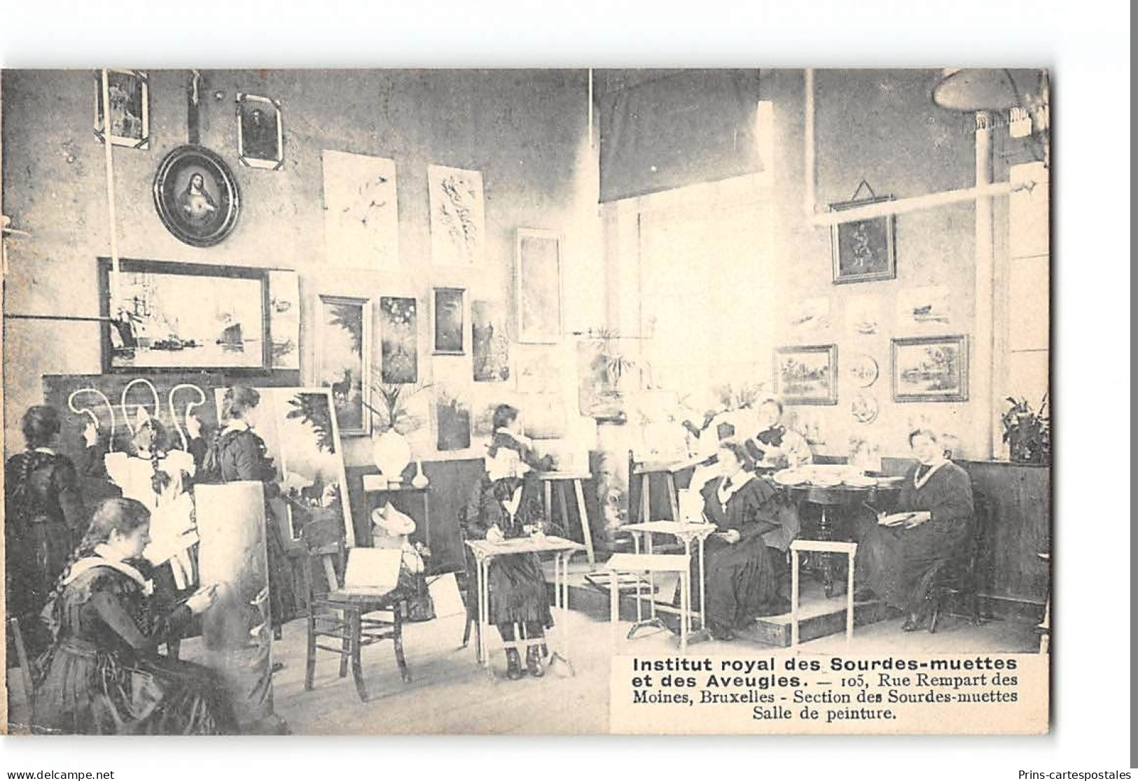 CPA Belgique Bruxelles Institut Royal des Sourdes et Muettes et des Aveugles salle des peintures