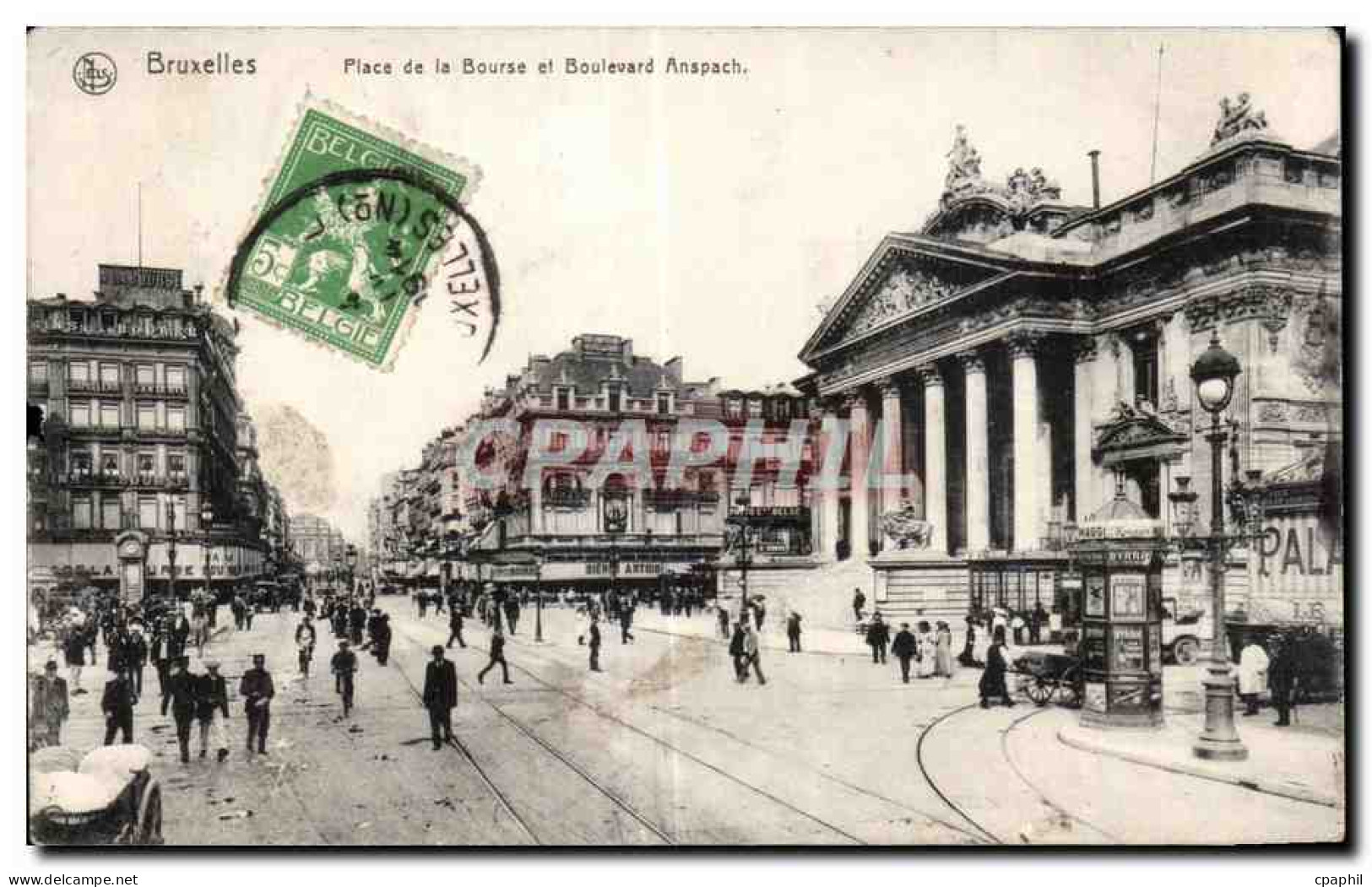 CPA Belgique Bruxelles Place de la Bourse et boulevard Anspach