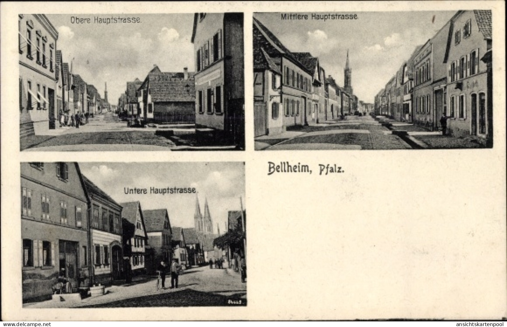 CPA Bellheim in der Pfalz, Obere, untere und mittlere Hauptstraße
