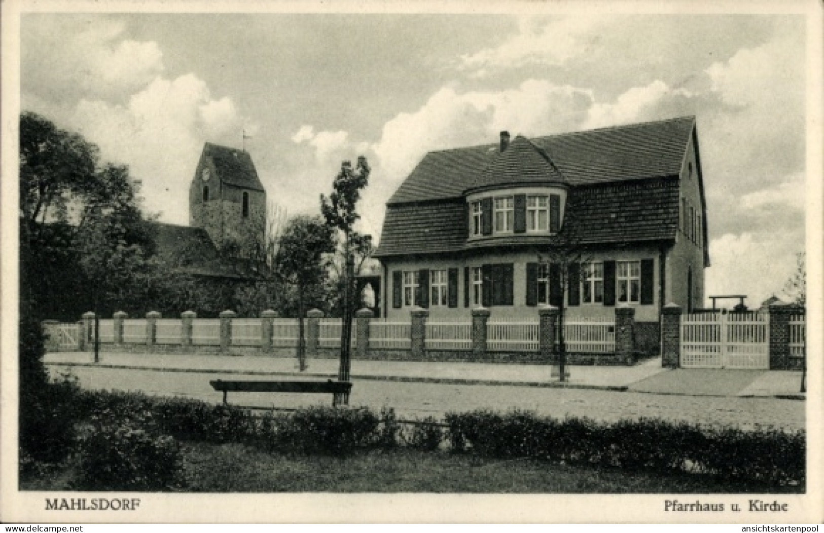 CPA Berlin Marzahn Mahlsdorf, Pfarrhaus, Kirche