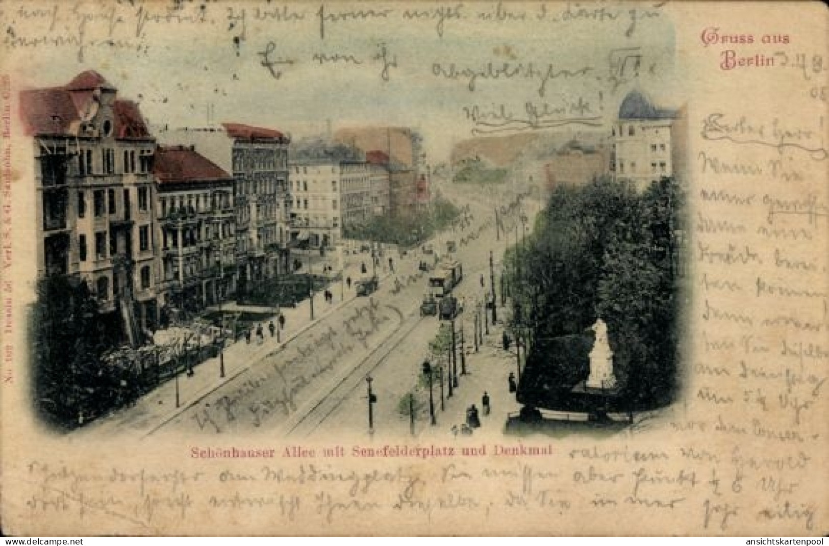 CPA Berlin Prenzlauer Berg, Schönhausser Allee, Senefelderplatz, Denkmal