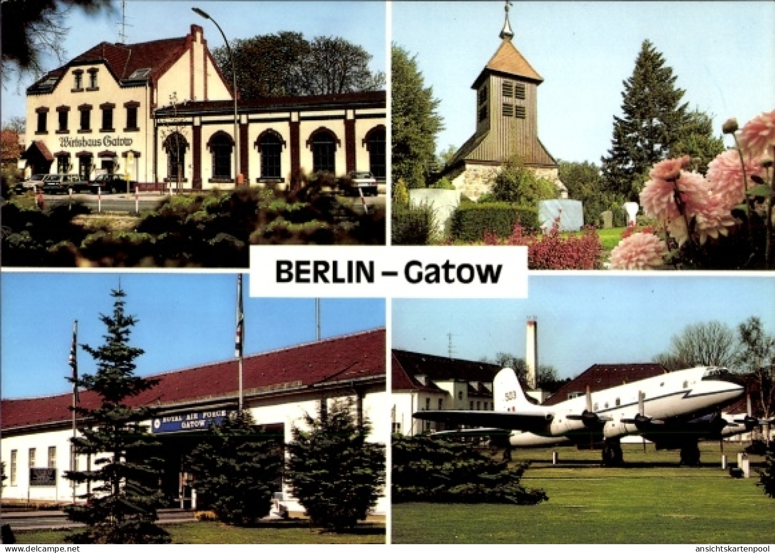 CPA Berlin Spandau Gatow, Wirtshaus Gatow, Kirche, Flugplatz der Royal Air Force
