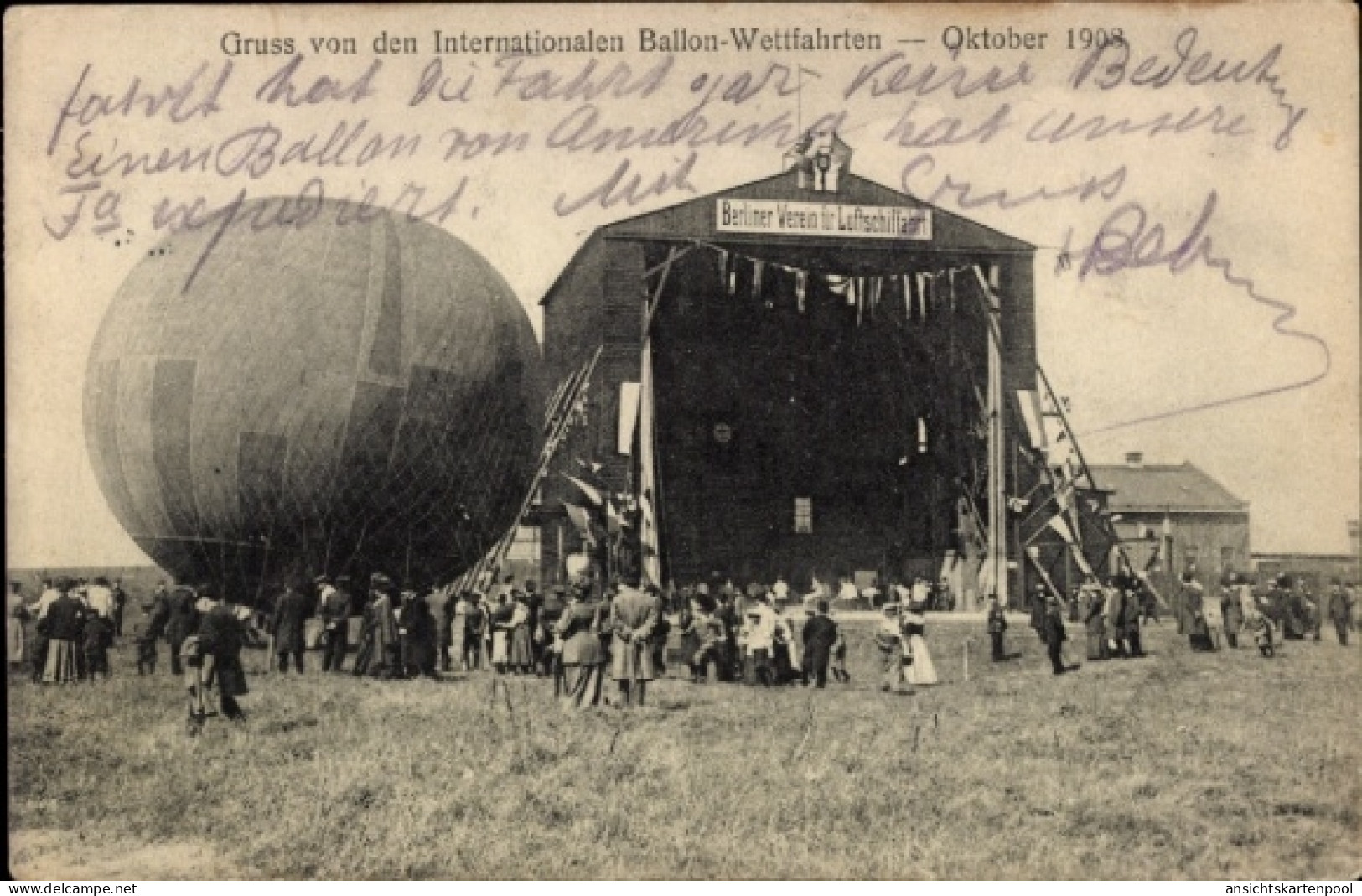 CPA Berlin Wilmersdorf Schmargendorf, Gordon Bennett Ballon Wettfahrt, Oktober 1908