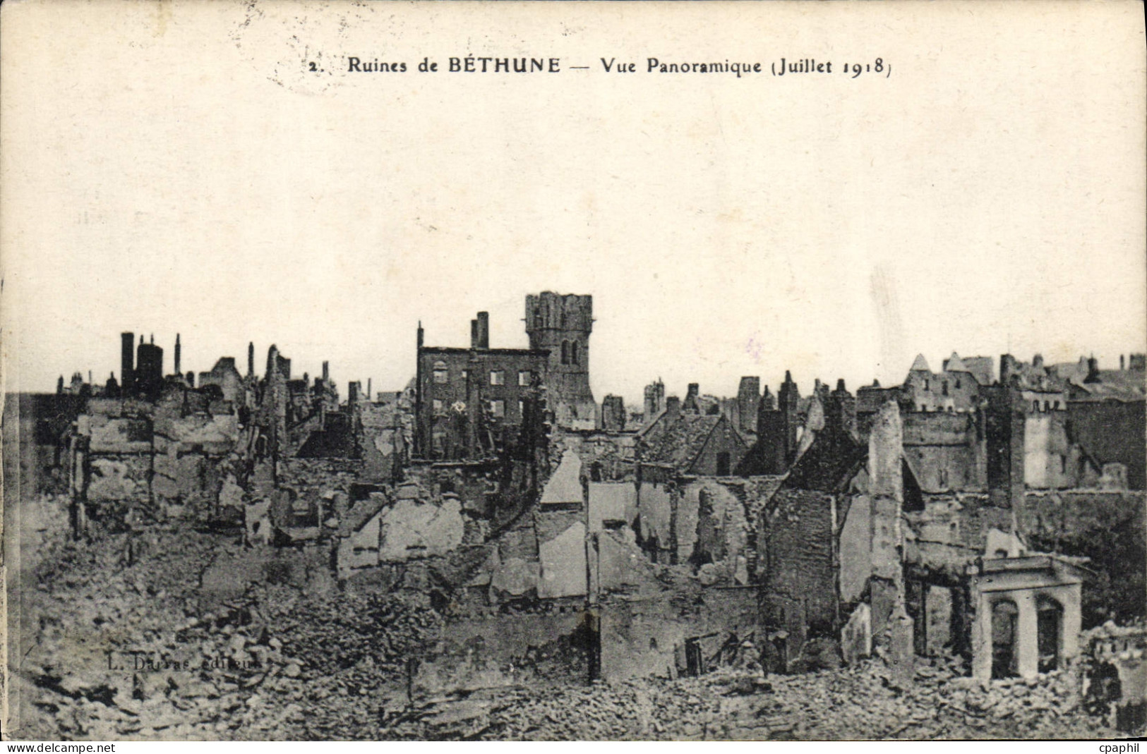 CPA Bethune Vue Panoramique juillet 1918