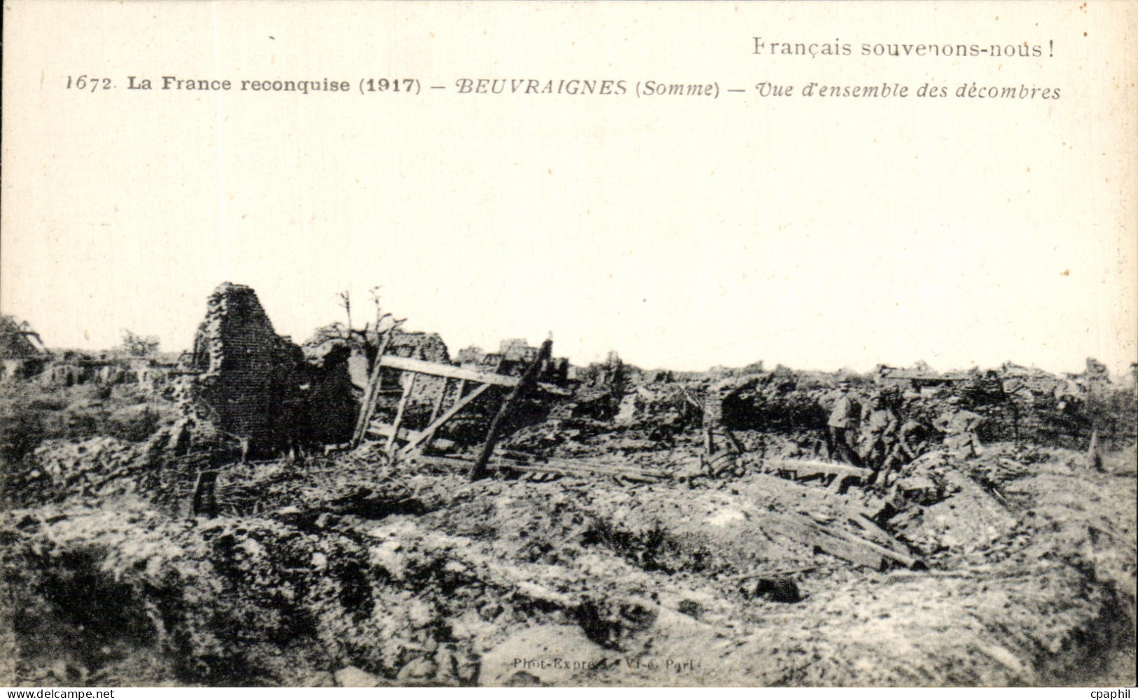 CPA Beuvraignes Vue d'ensemble des decombres Militaria