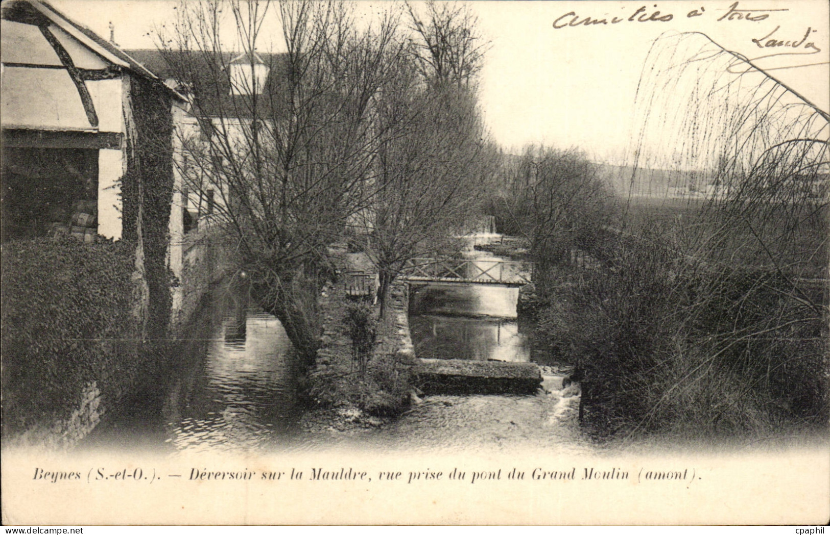 CPA Beynes Deversoir sur la Mauldre Vue prise du pont du grand moulin 'amont)