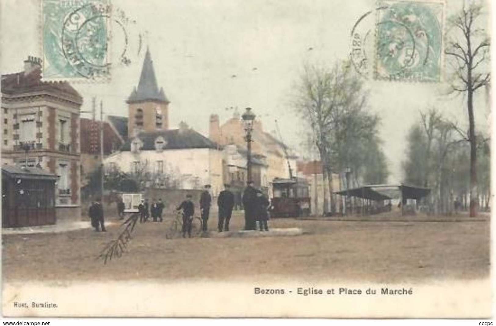 CPA Bezons Eglise et Place du Marché