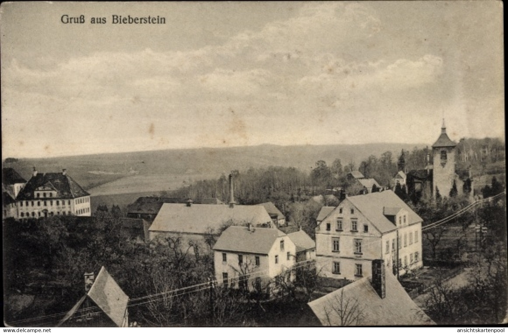 CPA Bieberstein Reinsberg in Sachsen, Teilansicht, Kirche