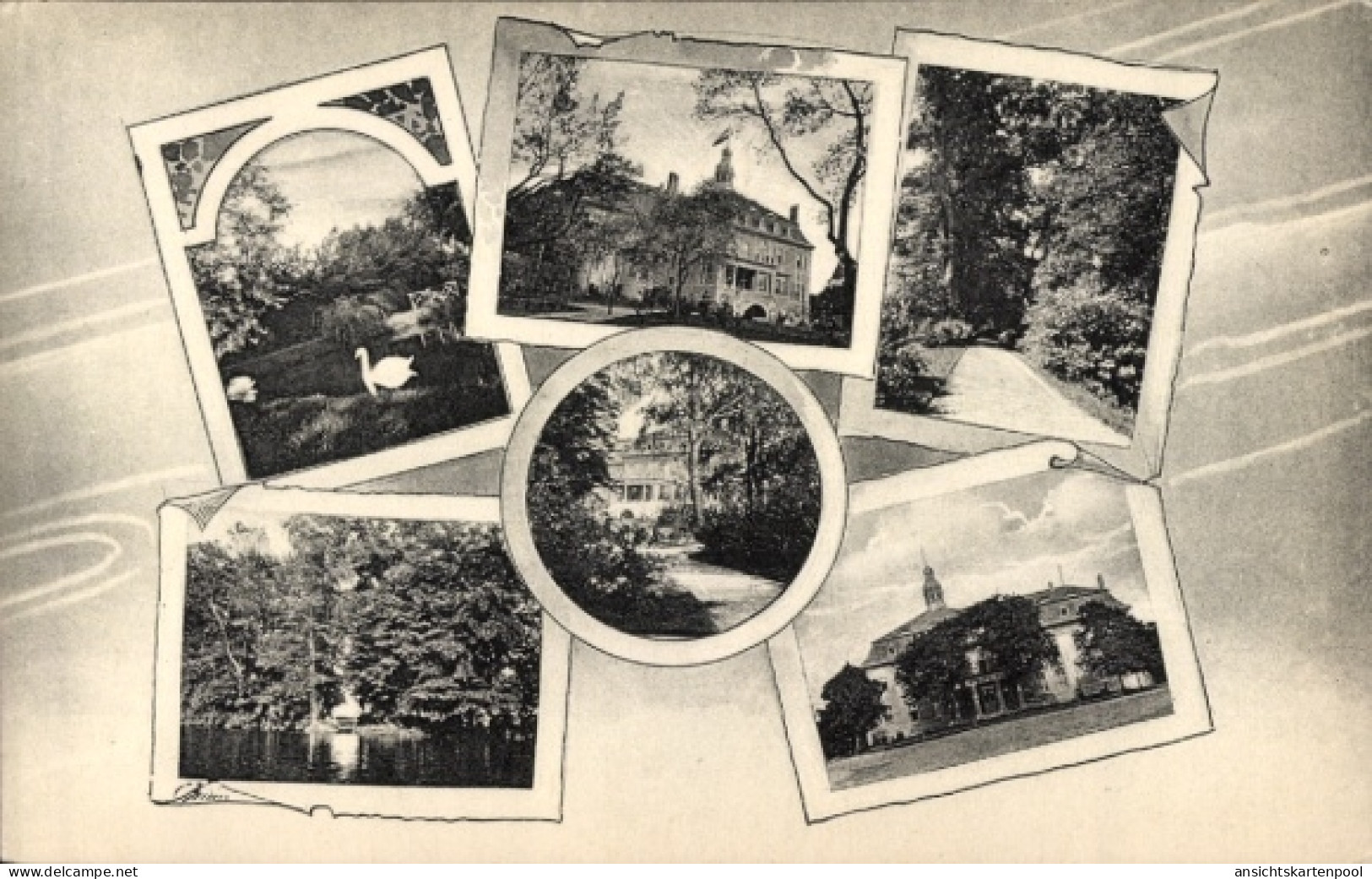 CPA Biegen Briesen in Brandenburg, Das Schloss, Parkansichten, Teich, Wegpartie