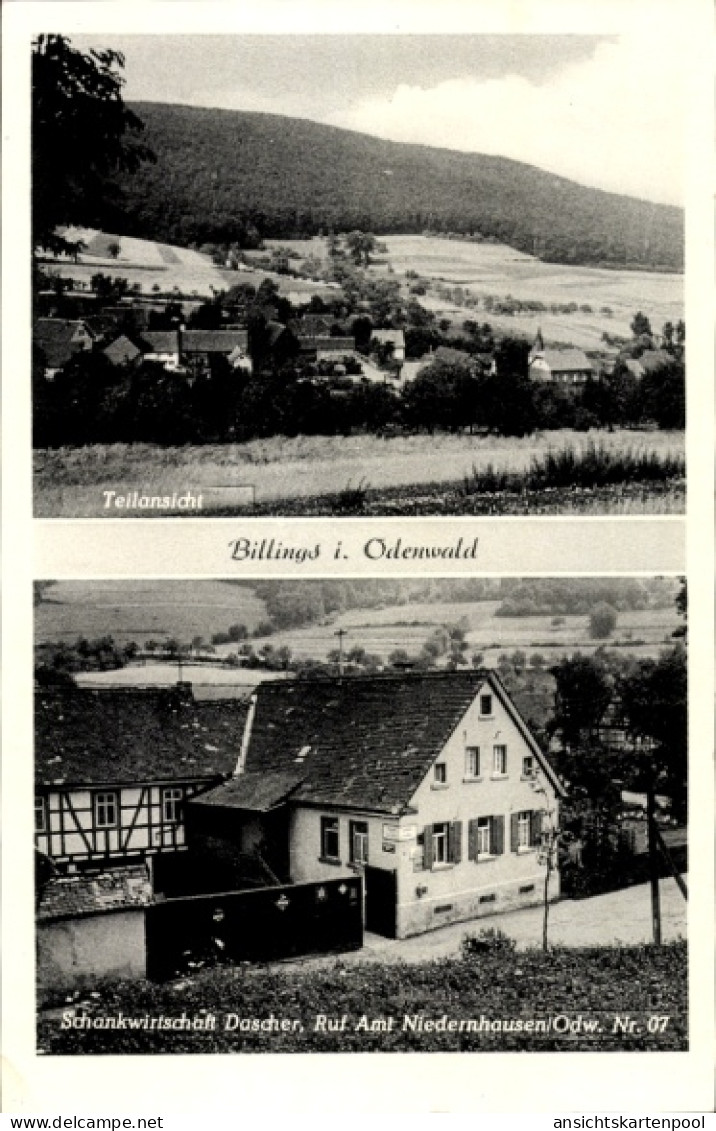 CPA Billings Fischbachtal im Odenwald Hessen, Teilansicht, Schankwirtschaft Dascher