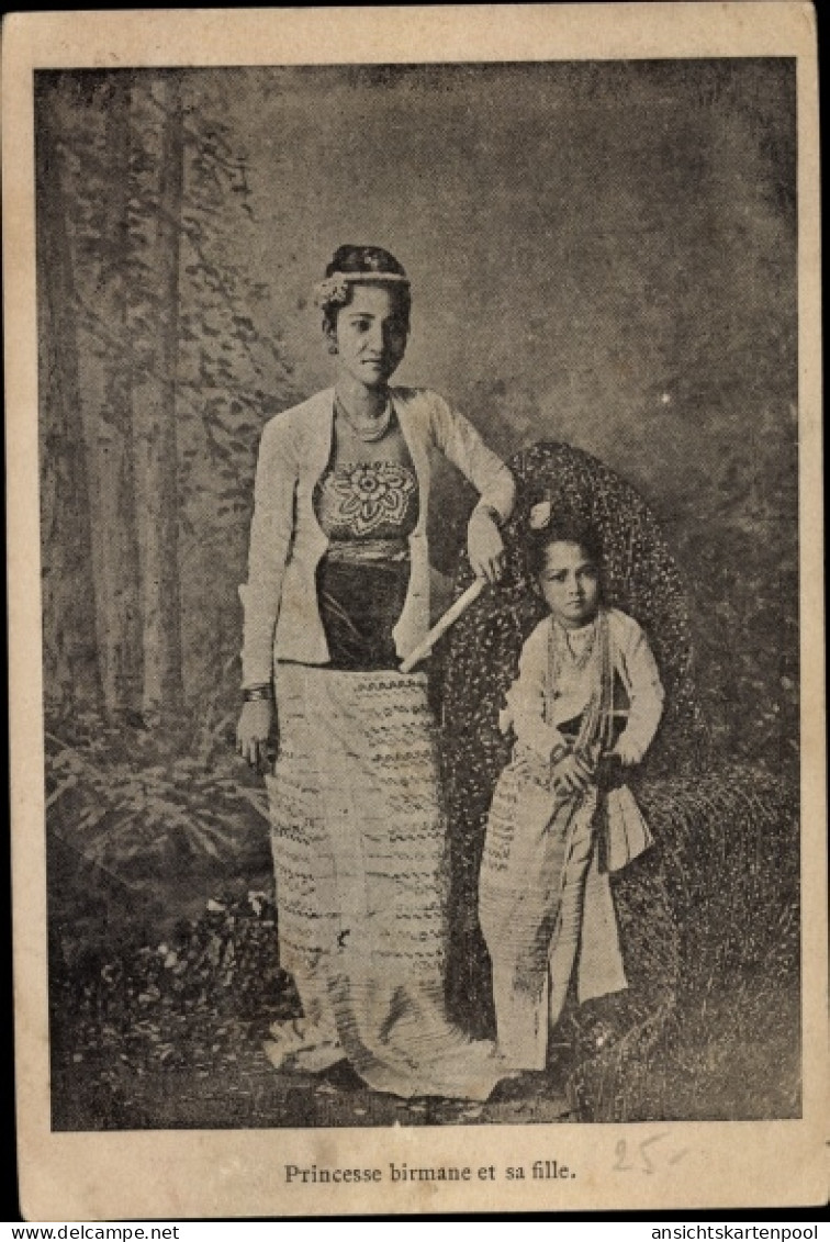CPA Birma Burma Myanmar, burmesische Princesse und ihre Tochter