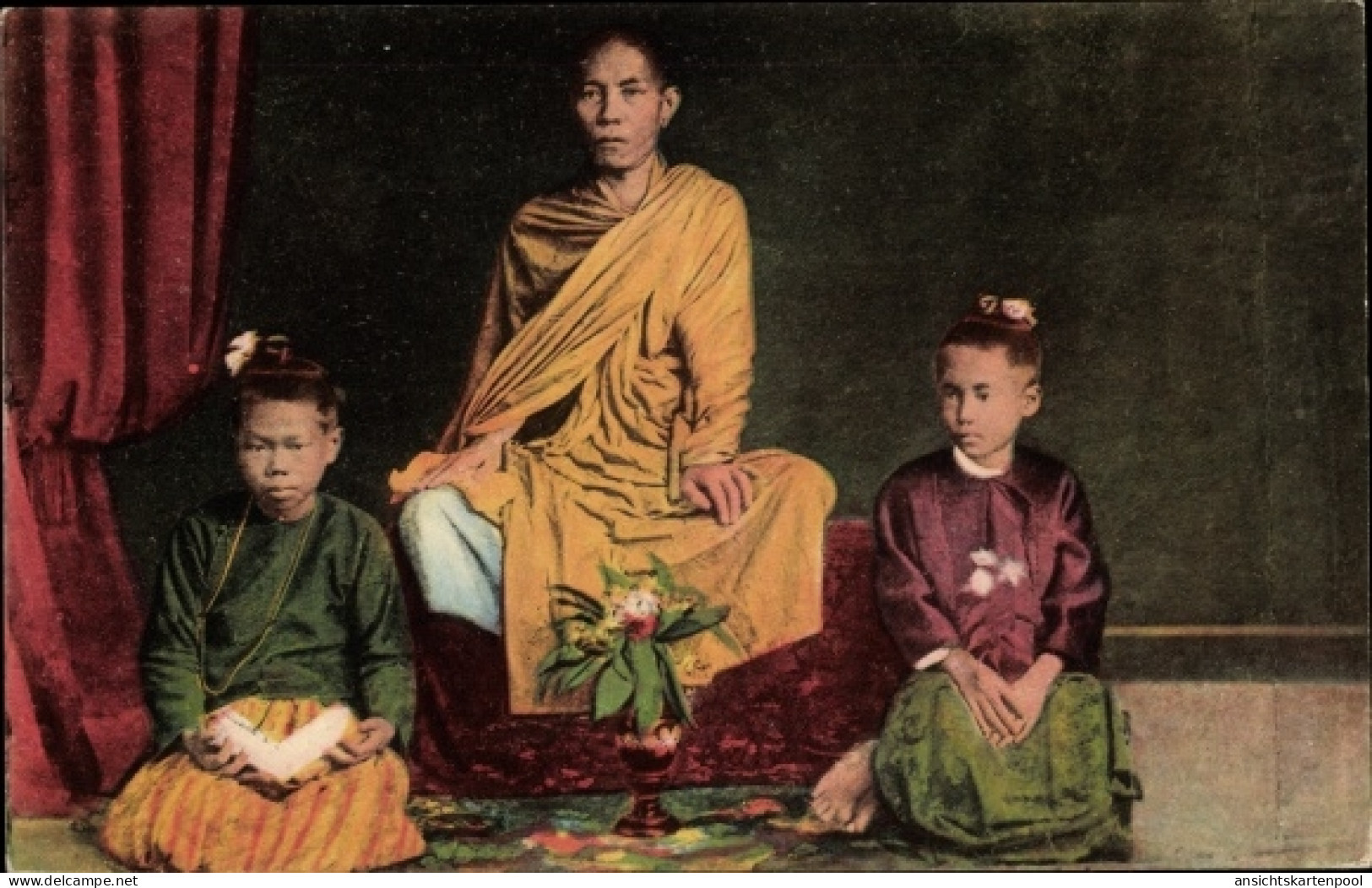 CPA Birma Burma Myanmar, Mann und Kinder, Trachten