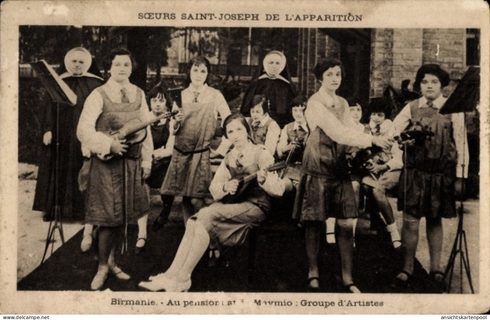 CPA Birma Burma Myanmar, Schwestern des Heiligen Joseph der Erscheinung als Musiker