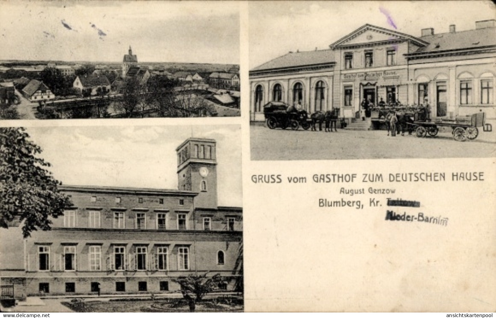 CPA Blumberg Ahrensfelde bei Berlin, Gasthof zum Deutschen Hause, Inh. August Genzow, Panorama