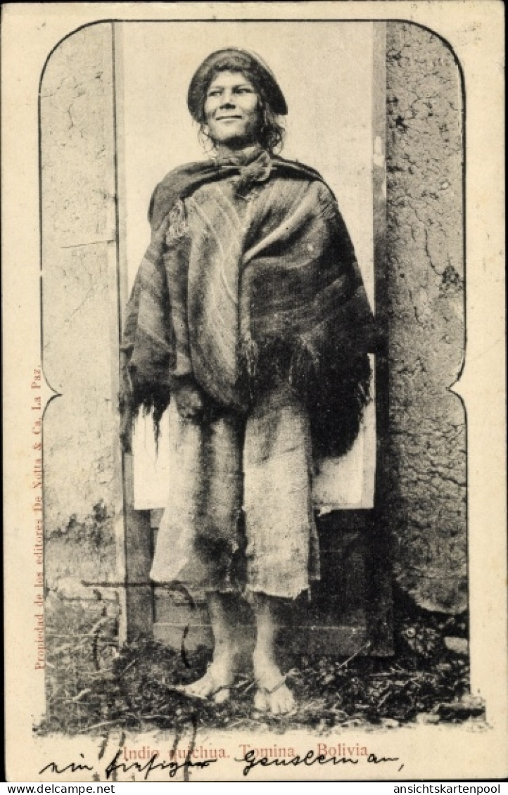 CPA Bolivien, Frau in Tracht, Südamerikanische Volkstypen