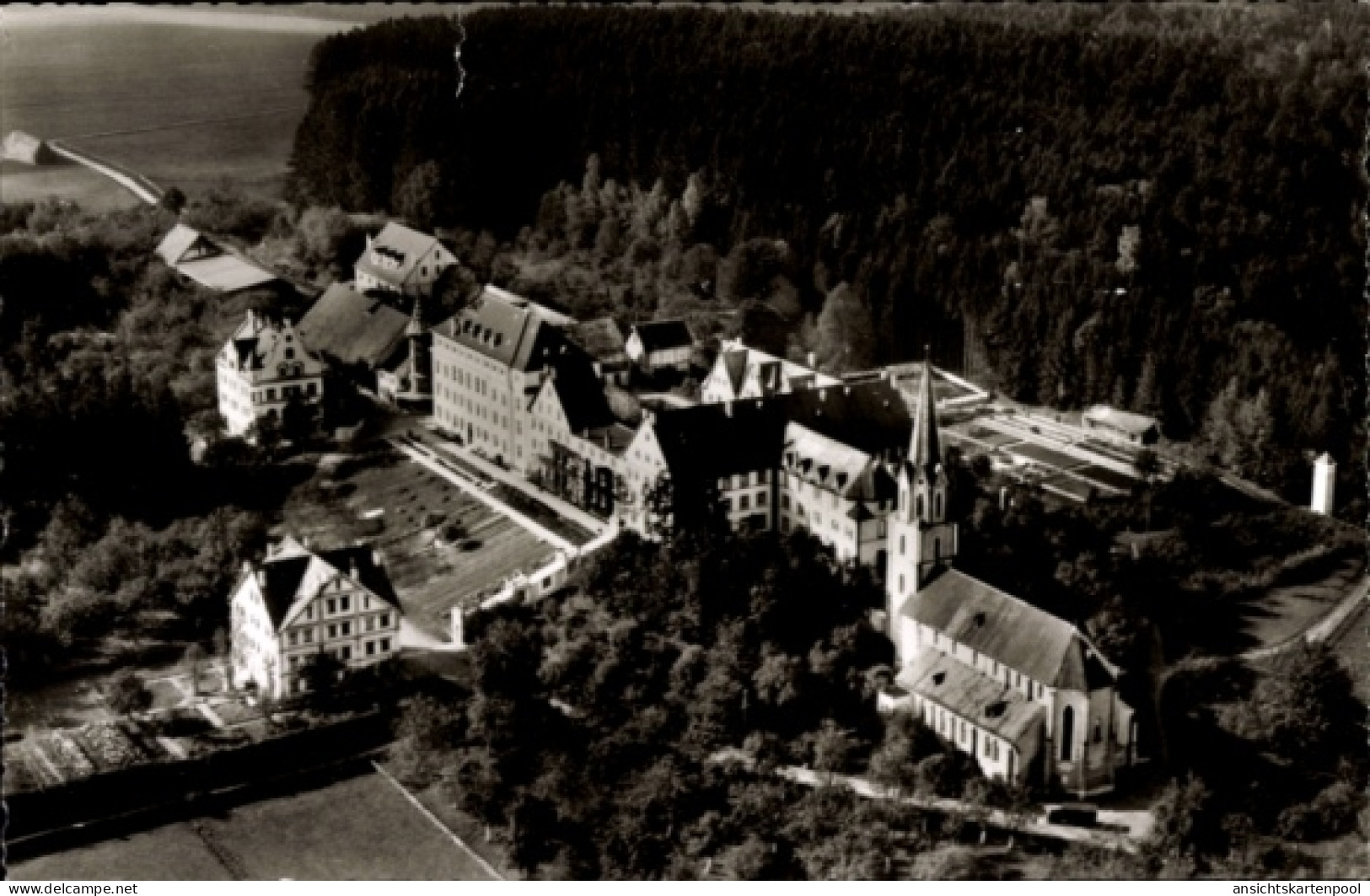 CPA Bonlanden Filderstadt in Württemberg, Fliegeraufnahme, Kloster und Institut Bonlanden