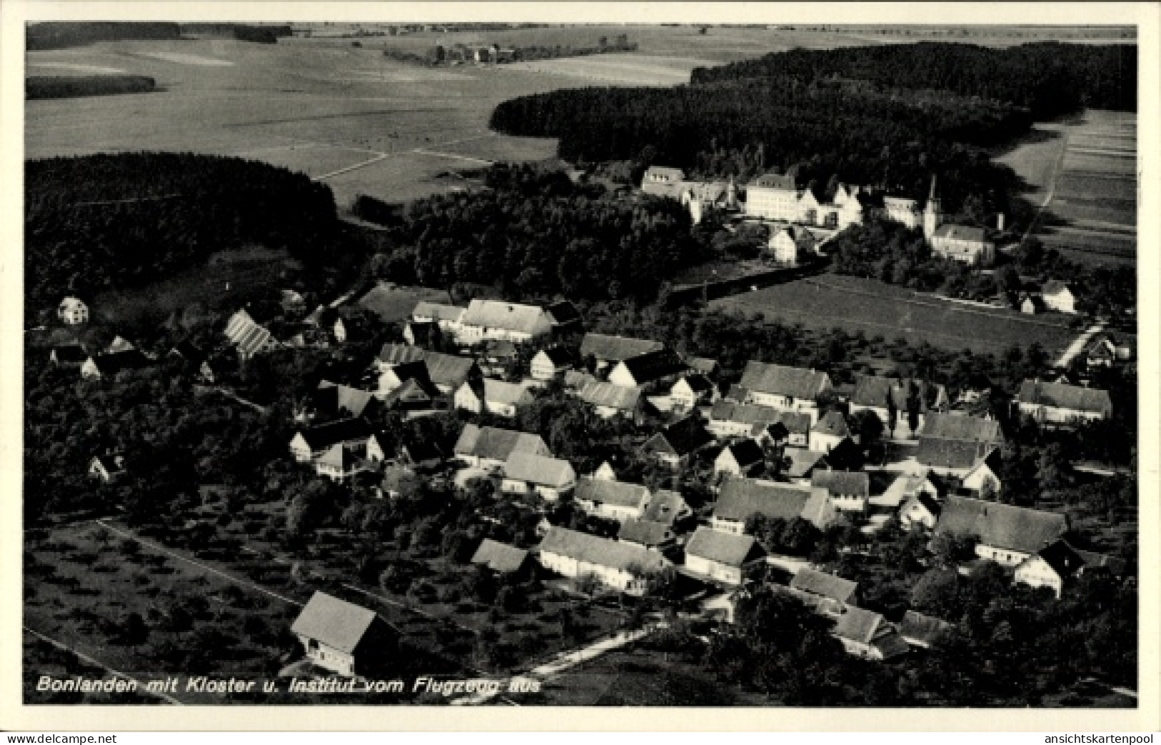 CPA Bonlanden Filderstadt in Württemberg, Luftaufnahme von Kloster, Institut, ländliche Umgebung