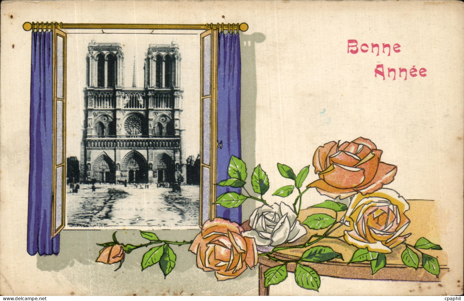 CPA Bonne Annee Notre Dame de Paris