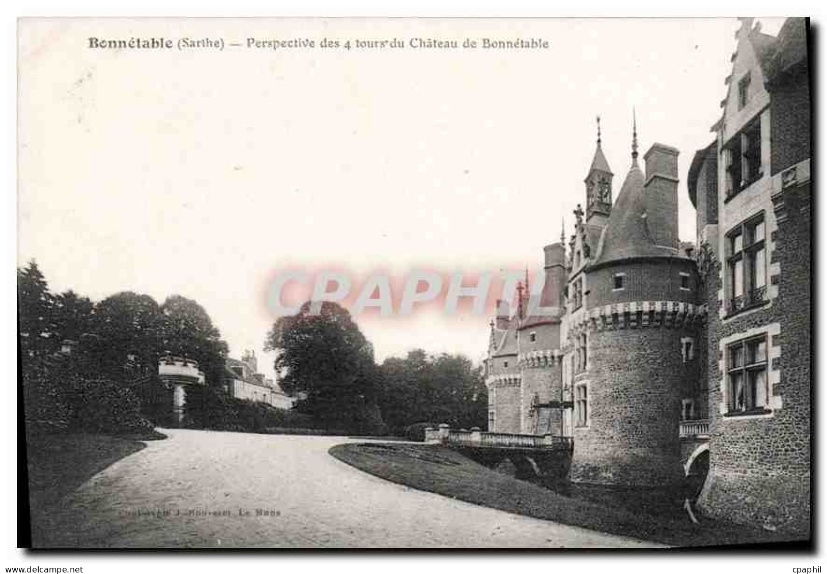 CPA Bonnetable Sarthe Perspective des 4 tours du Chateau de Bonnetable