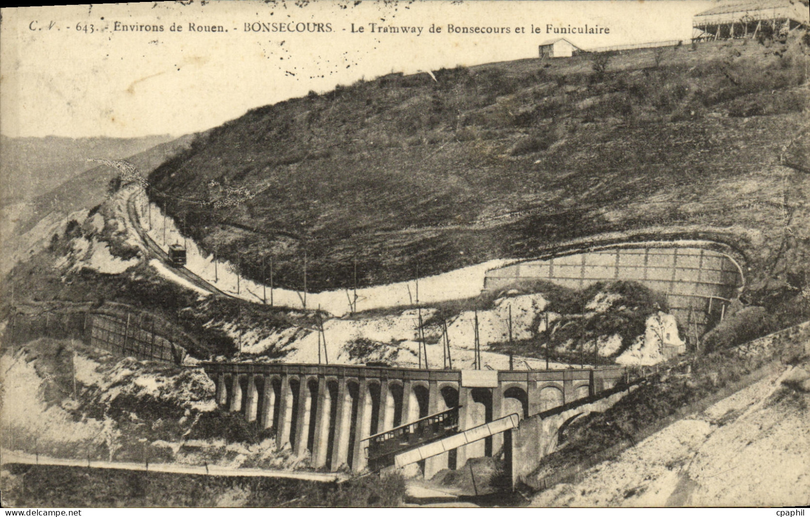 CPA Bonsecours Le Tramway de Bonsecours et le Funiculaire Environs de Rouen