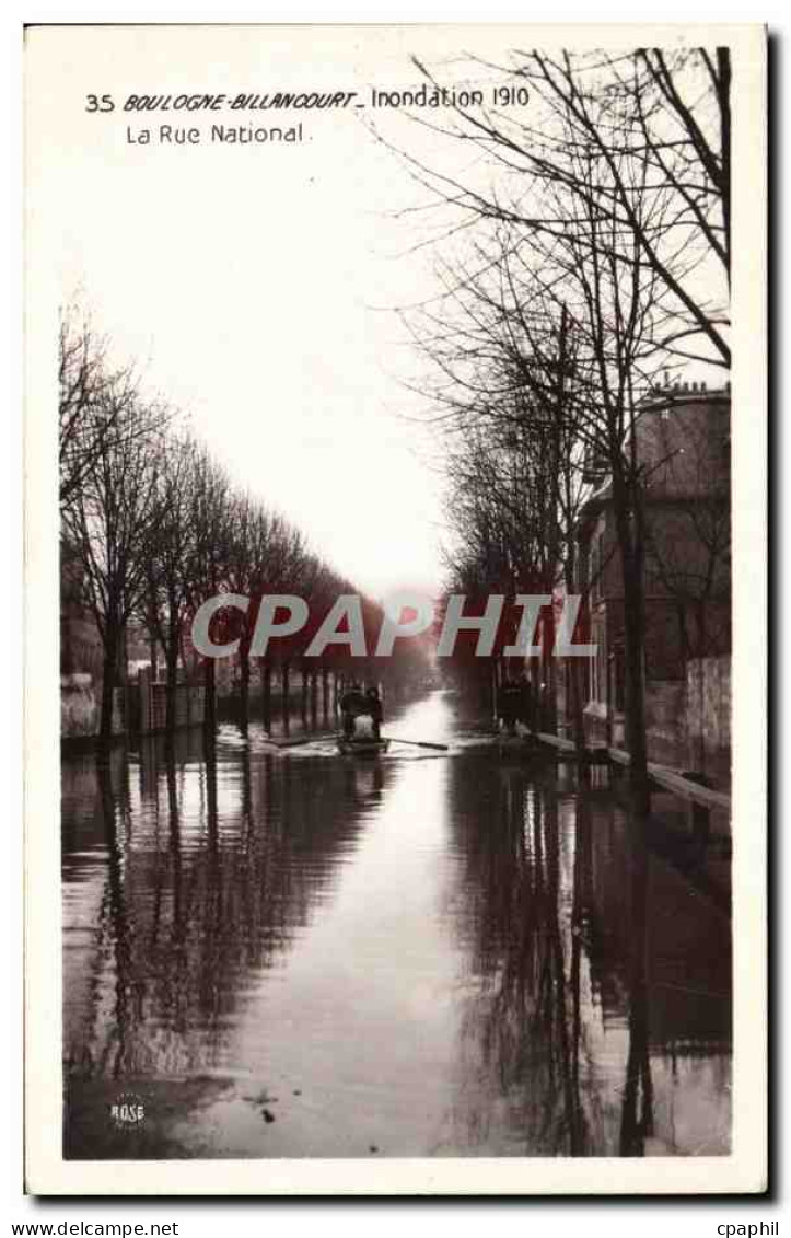 CPA Boulogne Billancourt Inondation 1910 La rue National
