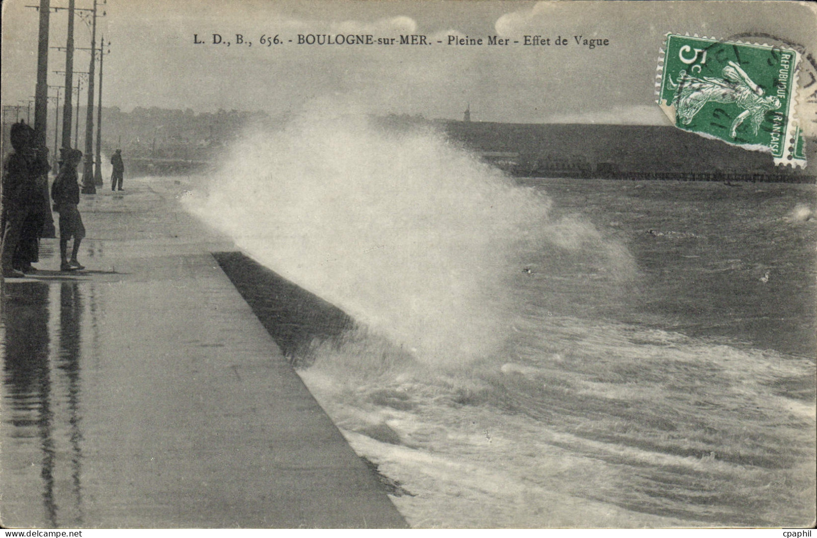 CPA Boulogne Sur Mer Pleine Mer Effet de Vague