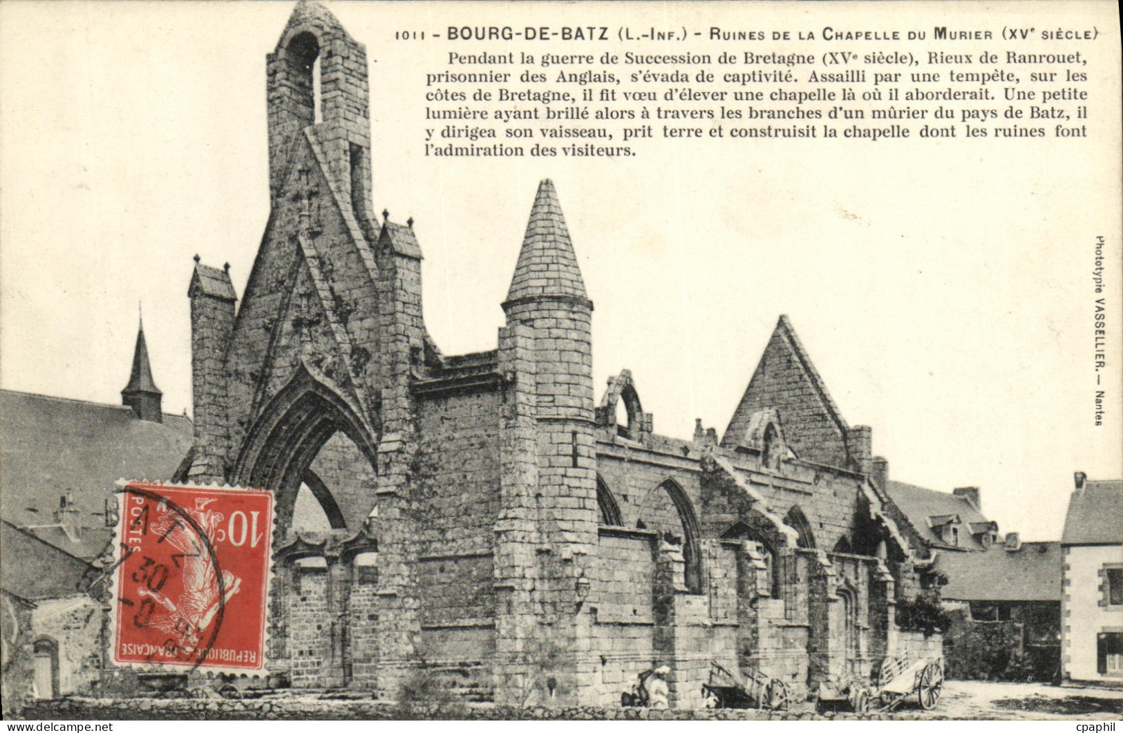 CPA Bourg de Batz Ruines de la chapelle