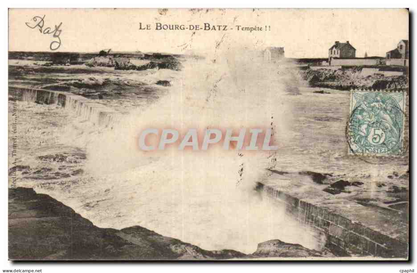 CPA Bourg de Batz Tempete !