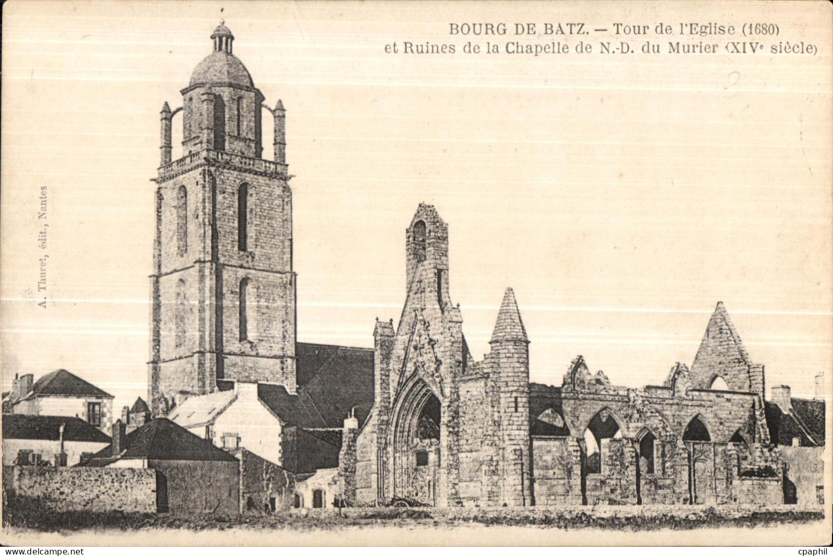 CPA Bourg de Batz Tour de I Elise et Ruines de la Chapelle de du Murier