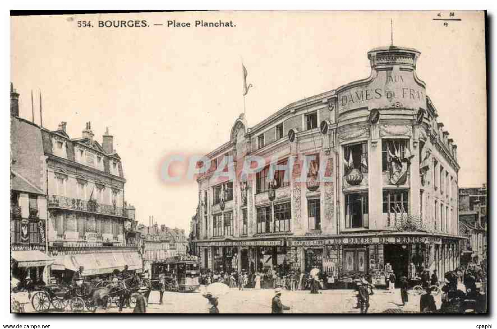 CPA Bourges Place Planchat Tramway
