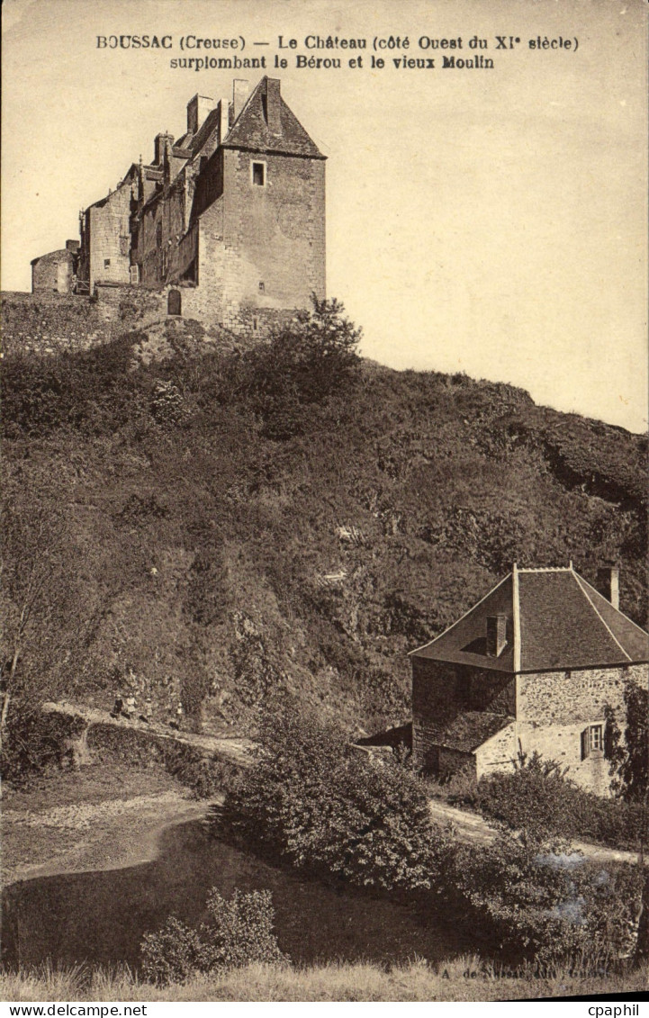CPA Boussac Le Chateau Surplombant Le Berou Et Le Vieux Moulin