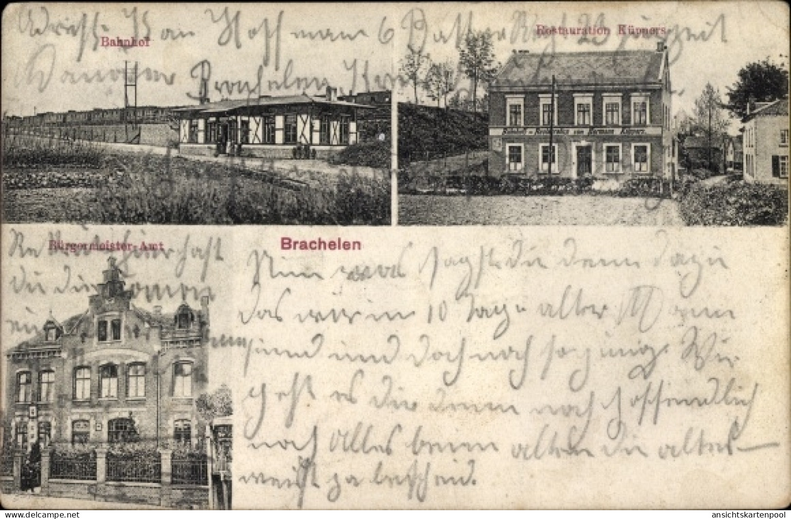 CPA Brachelen Hückelhoven Nordrhein Westfalen, Bahnhof, Bürgermeisteramt, Restauration Küpners