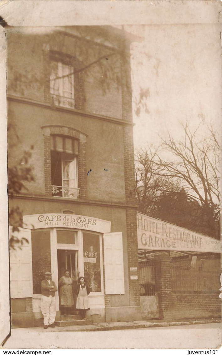 CPA Bray et Lû-Café de la gare-Hôtel Restaurant-Garage-TRES RARE     L4441