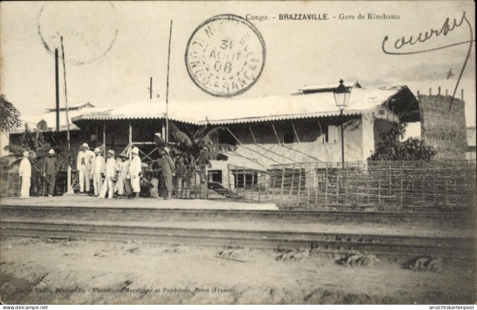 CPA Brazzaville Französisch Kongo, Kinshassa Bahnhof