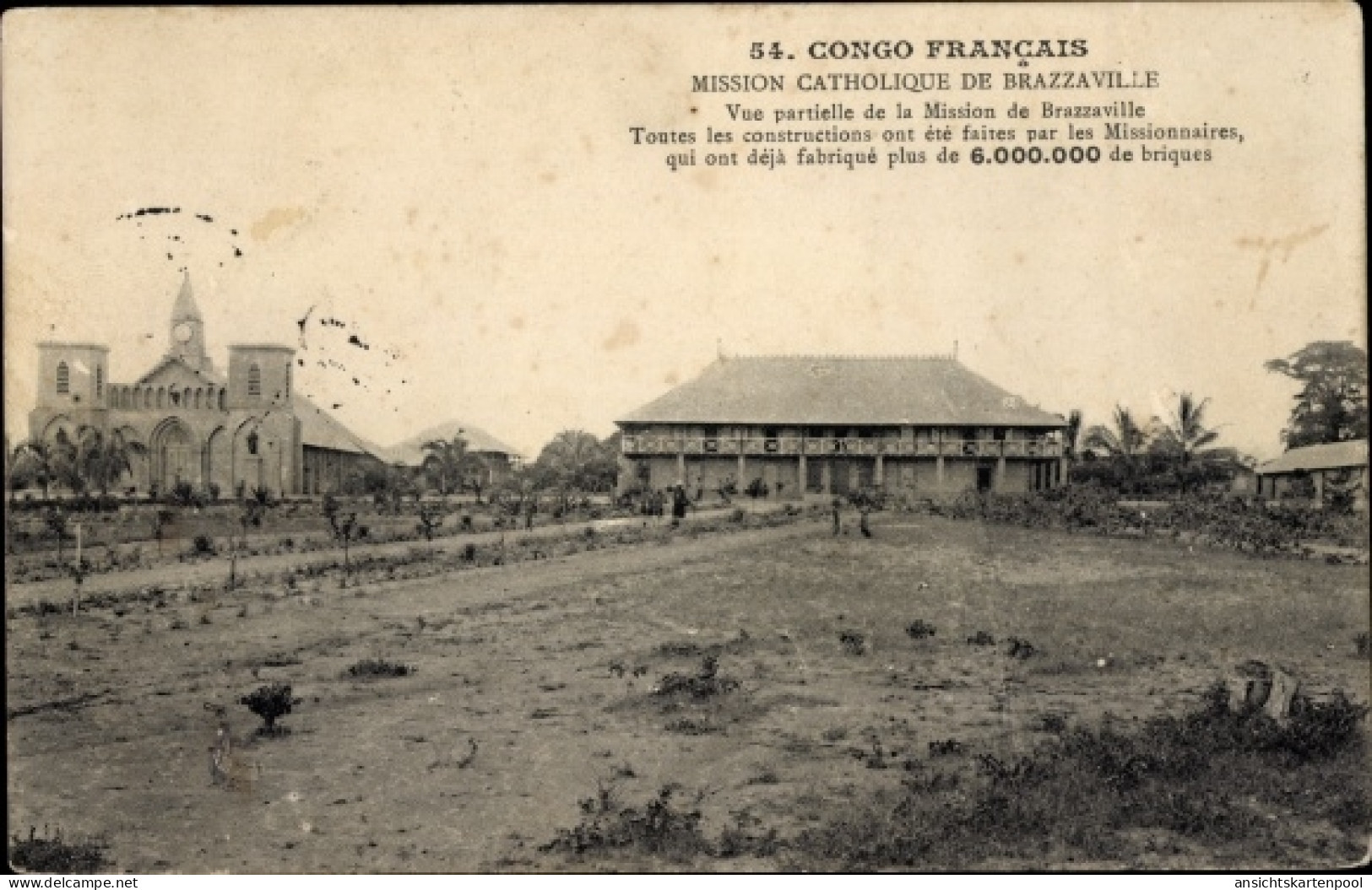 CPA Brazzaville Französisch-Kongo, Teilansicht der Mission