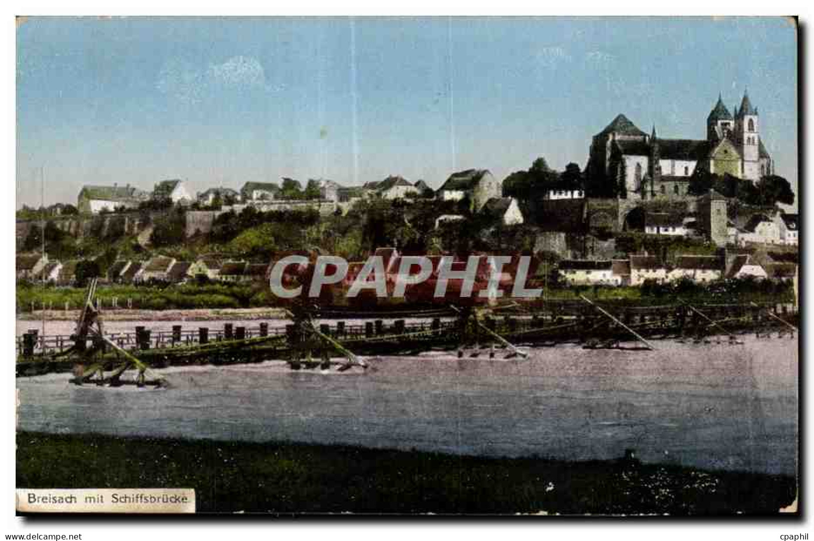 CPA Breisach mit Schiffsbrucke