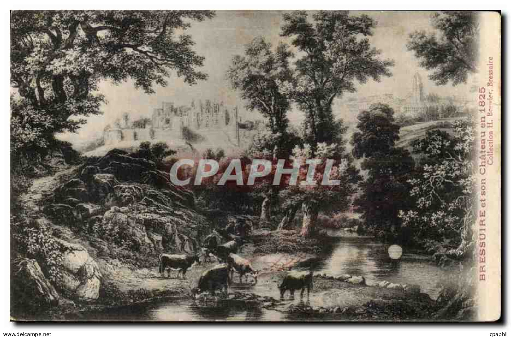CPA Bressuire et son Chateau en 1825