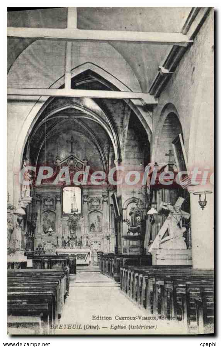CPA Breteuil Oise Eglise interieur