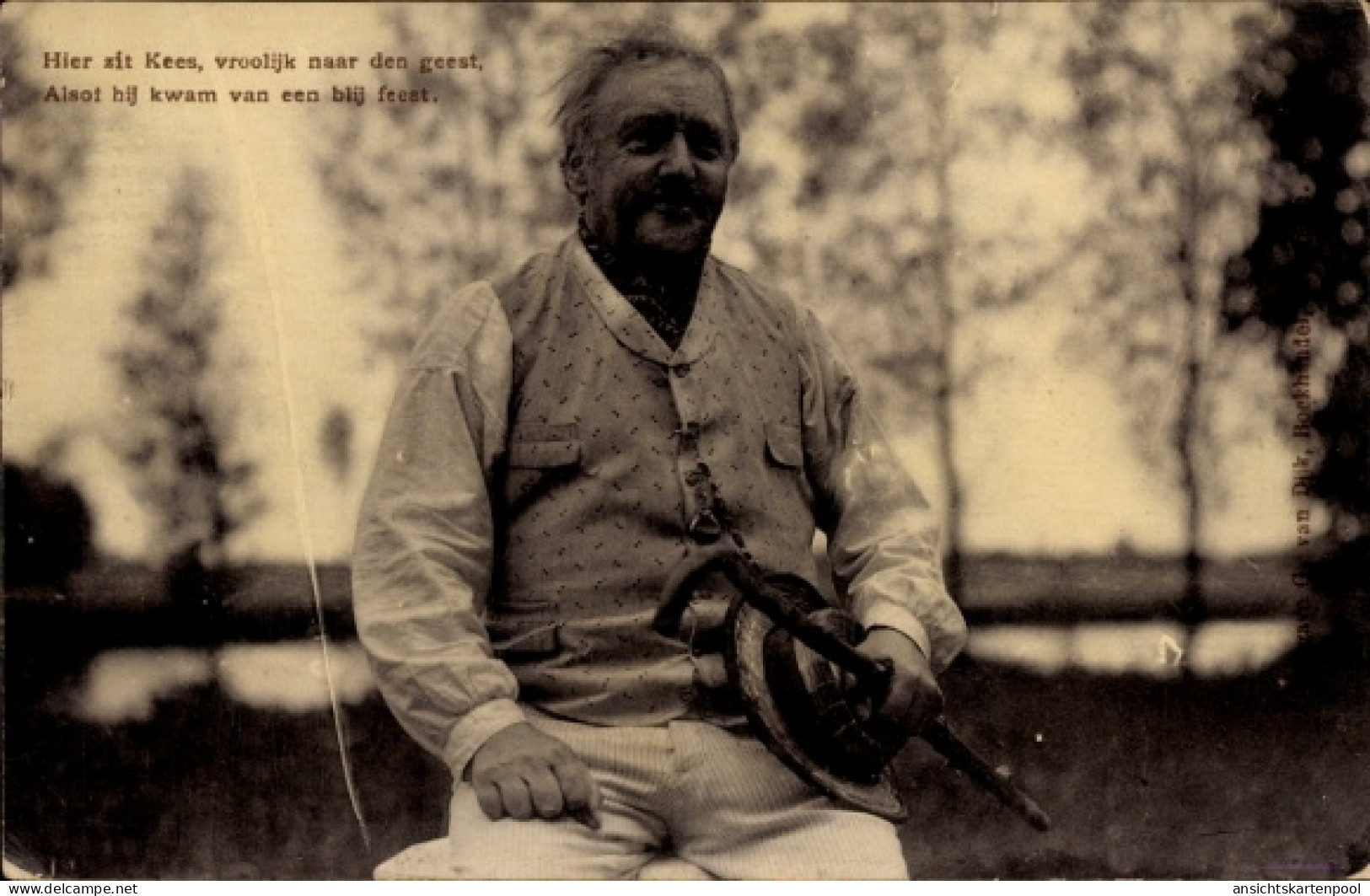 CPA Breukelen Stichtse Vecht Utrecht Niederlande, Kees van Breukelen, Mann mit Hut und Gehstock